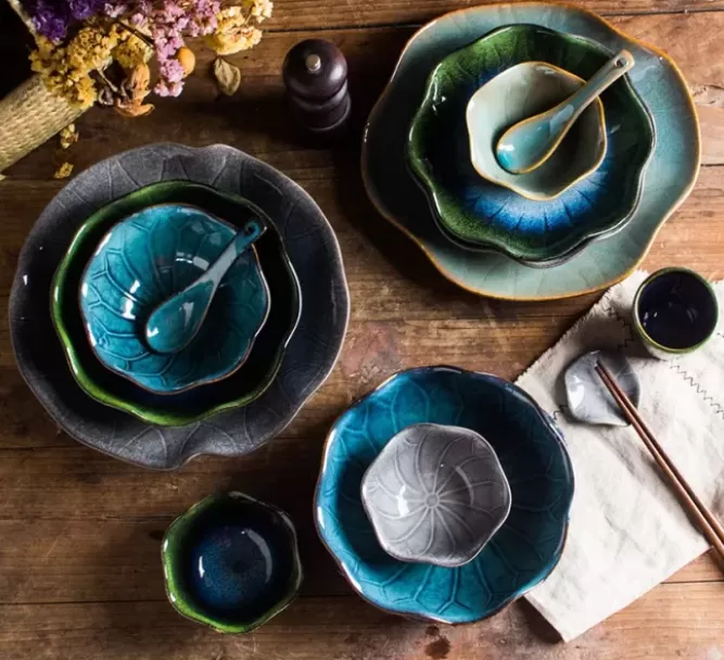 lotus leaf ceramic plates wholesale China