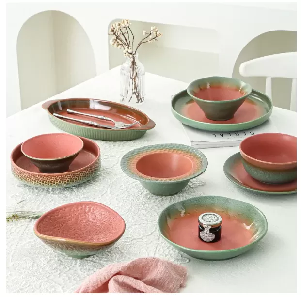 pink green ceramic tableware wholesale