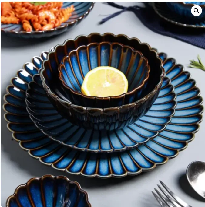Blue Ceramic Plates and Bowls Wholesale