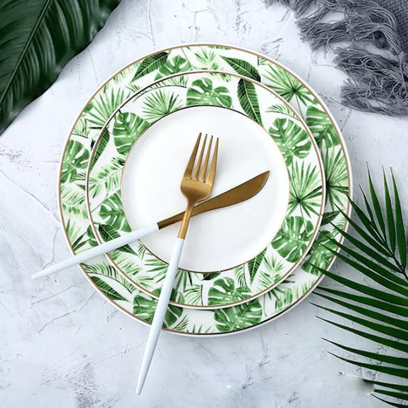 Weiße und glasierte Keramikplatten Set Dinnerwarenfabrik