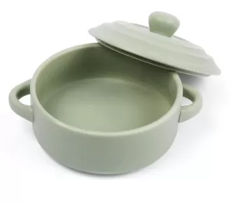 Steinzeugkäse -Backgericht und wärmer mit Deckel - ideal für Wurstwarenbrett und Weidetischzubehör