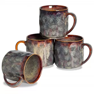 Spülmaschine sichere Keramik -Cappuccino -Tassen - 12 Unzen Keramikkaffeetassen - Teetassen mit Griff - lustige Cappuccino -Tassen, 4 -Set, 4