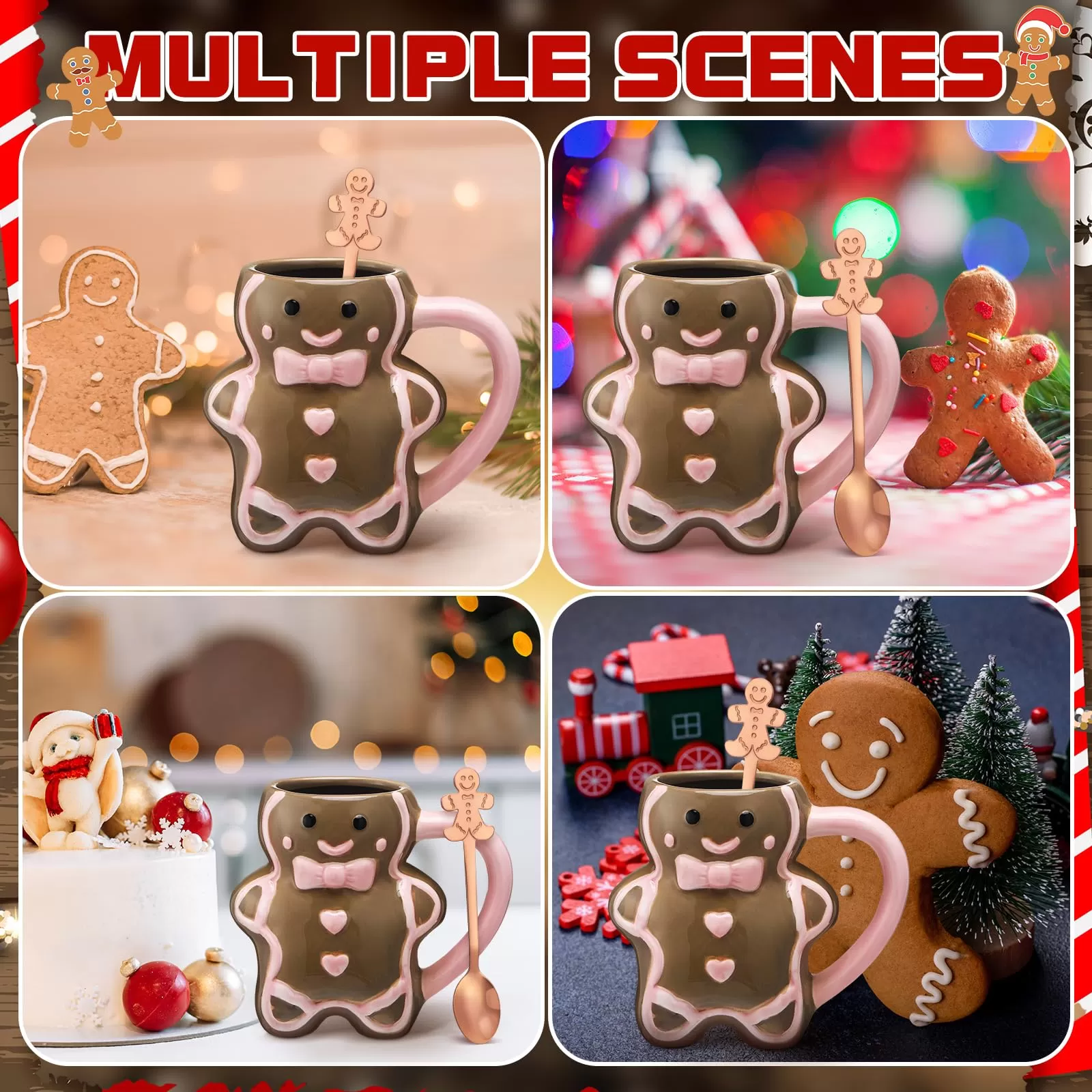 Pink Holiday Tassen mit Lebkuchen -Design