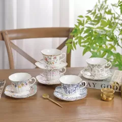 Teetasse und Untertasse aus Keramik mit Muster im Großhandel in China – Elegante Porzellan-Teesets von Linkbridge