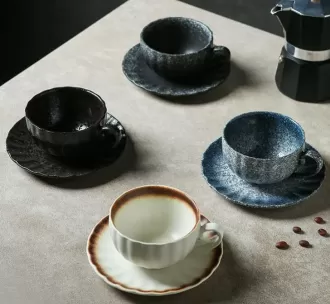 Reaktive Glasur-Keramik-Tassen- und Untertassen-Set, Großhandel für Kaffeetassen