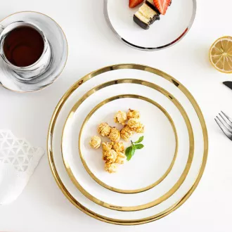 Placas de porcelana finas de lujo Rimina de cerámica blanca