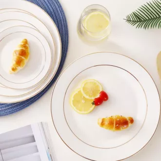 Round Golden Rim White Ceramic Tajera Plate Set