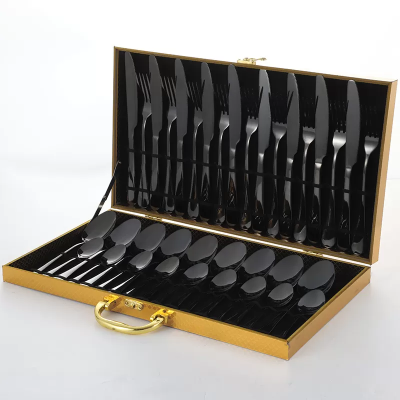 Juegos de regalo de cubiertos de acero inoxidable al por mayor con caja de madera