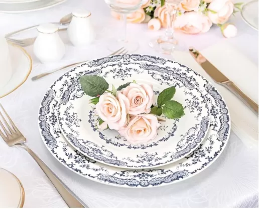 Fábrica de placas de cerámica floral azul en China