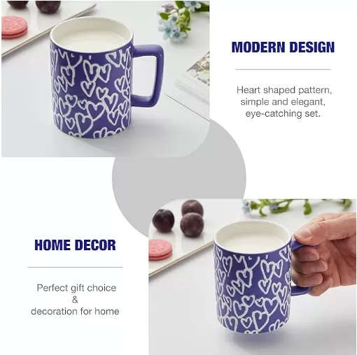 Taza de café de porcelana con diseño de patrones en forma de corazón al por mayor en China