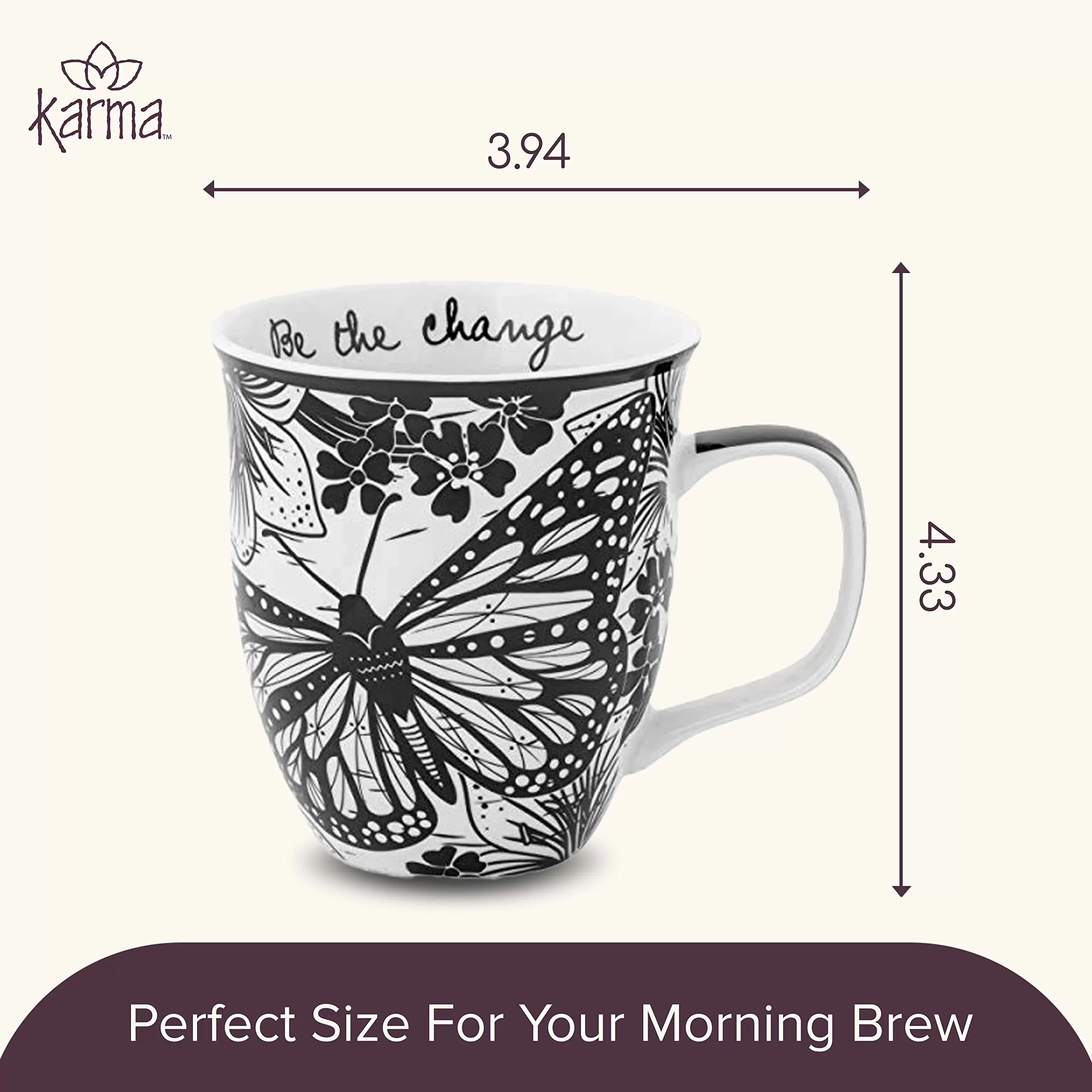 Taza de cerámica boho en blanco y negro mariposa al por mayor