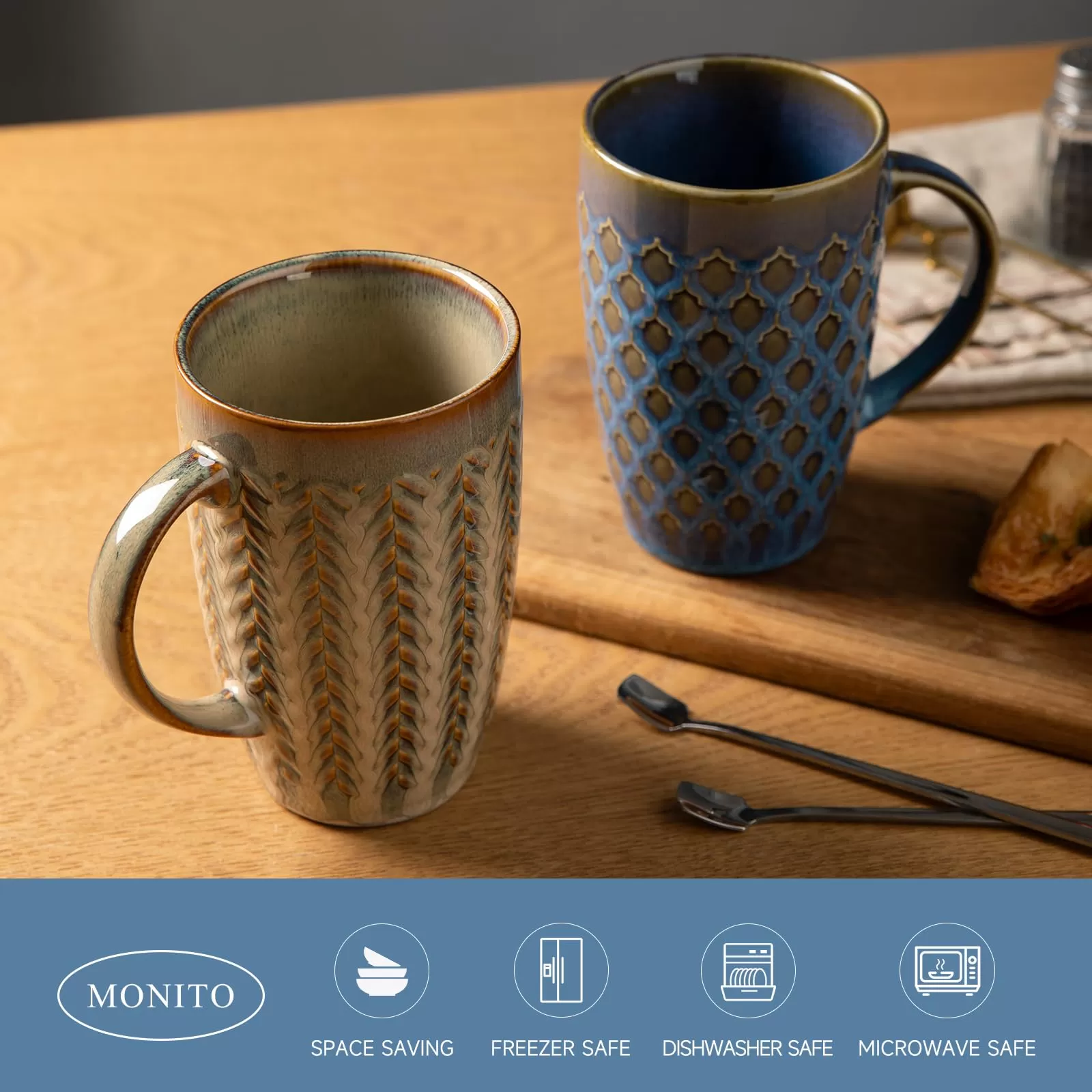 Tazas de café de cerámica grandes y modernas con fábrica de mango en China