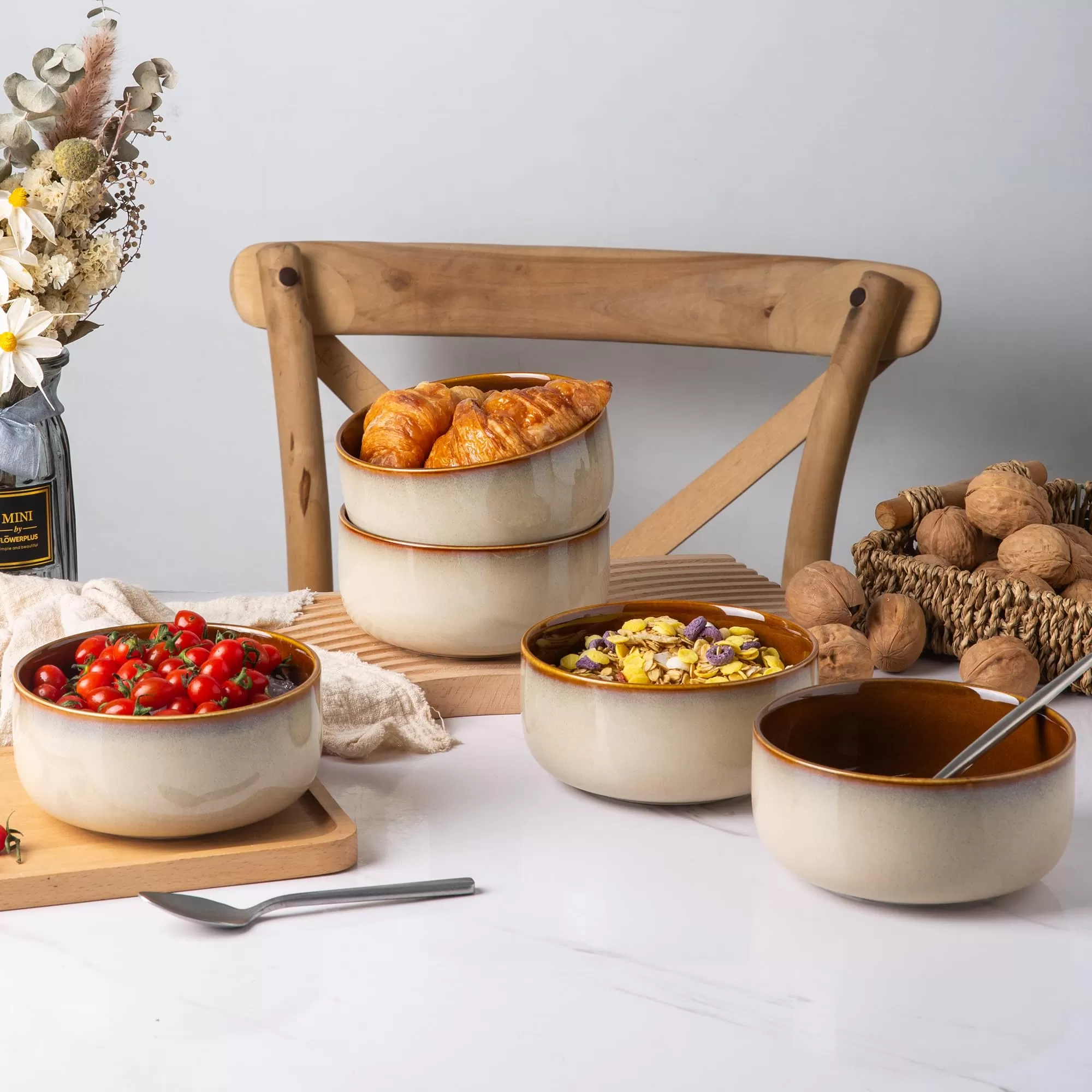 Tazones de cereales planos de cerámica al por mayor