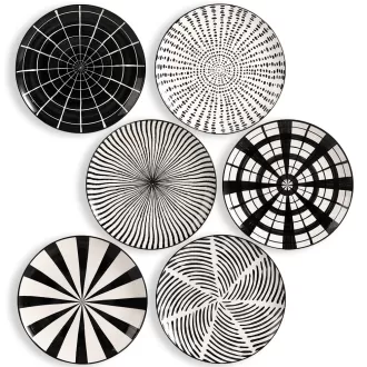 Placas de comedor de cerámica de patrón negro plano moderno