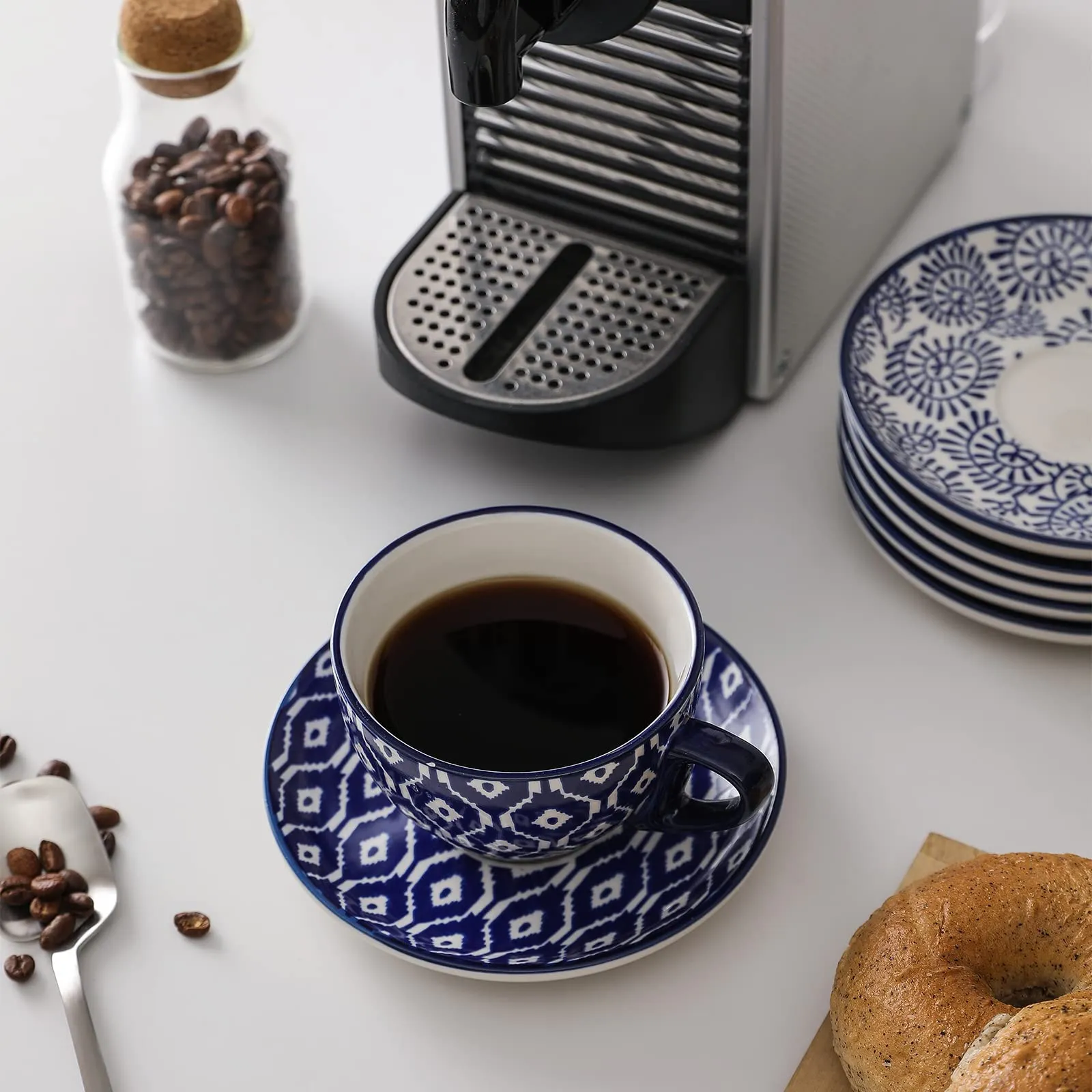 Cerámica de 8 oz Cappuccino Copa con platillos