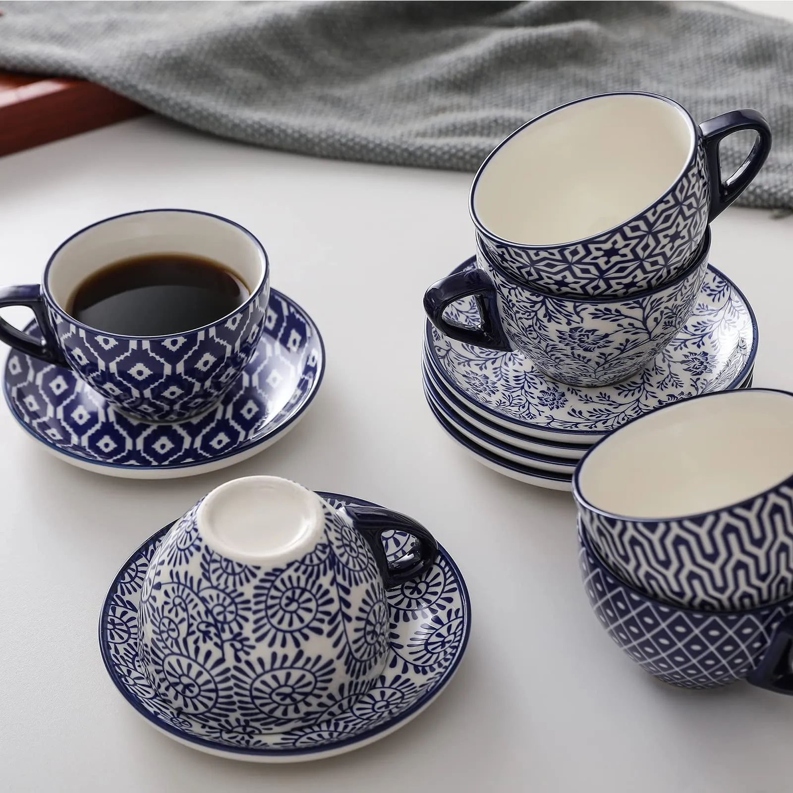 Cerámica de 8 oz Cappuccino Cup con platillos al por mayor