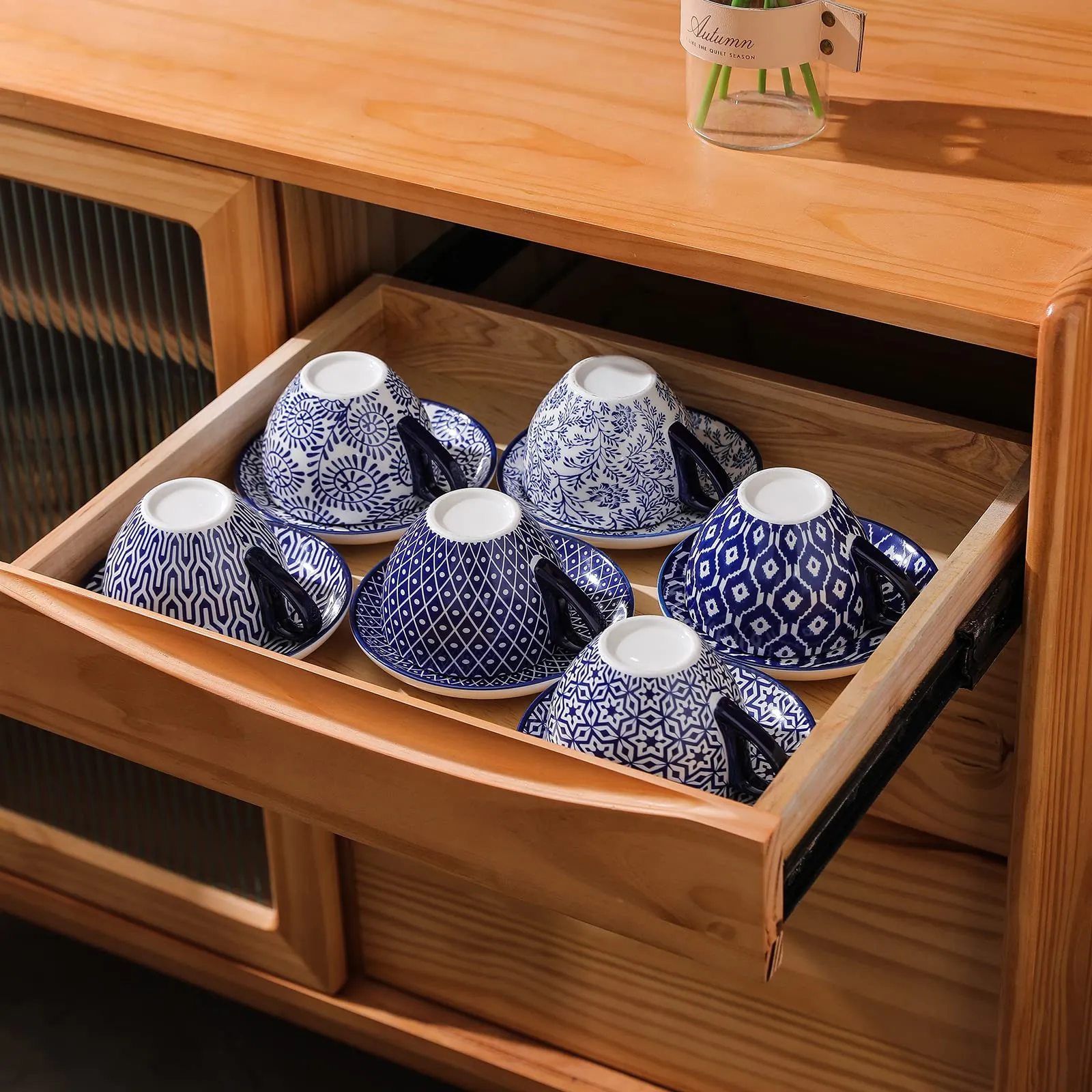 Cerámica de 8 oz Cappuccino Cup con platillos de fábrica