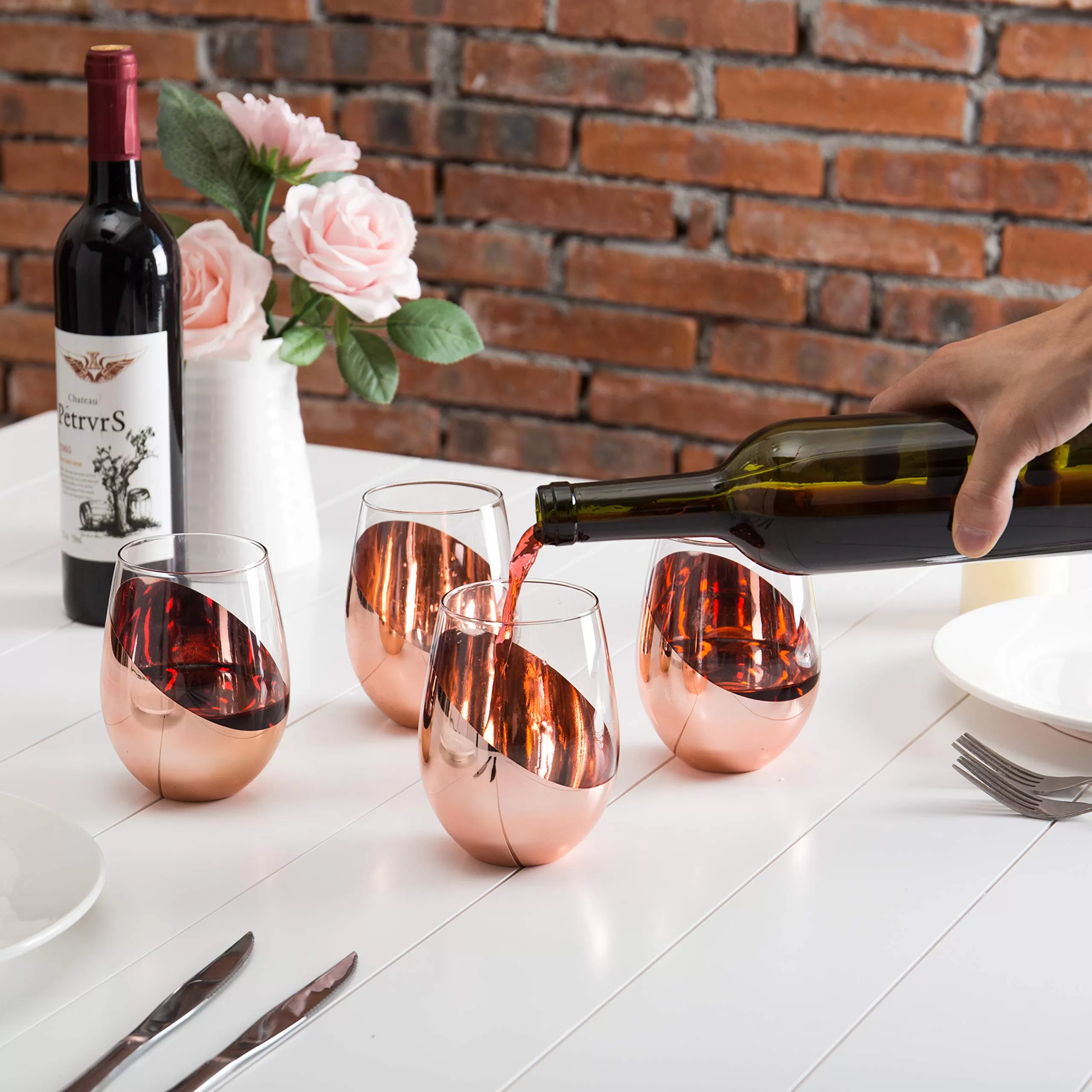 Copas de vino de acento de cobre al por mayor