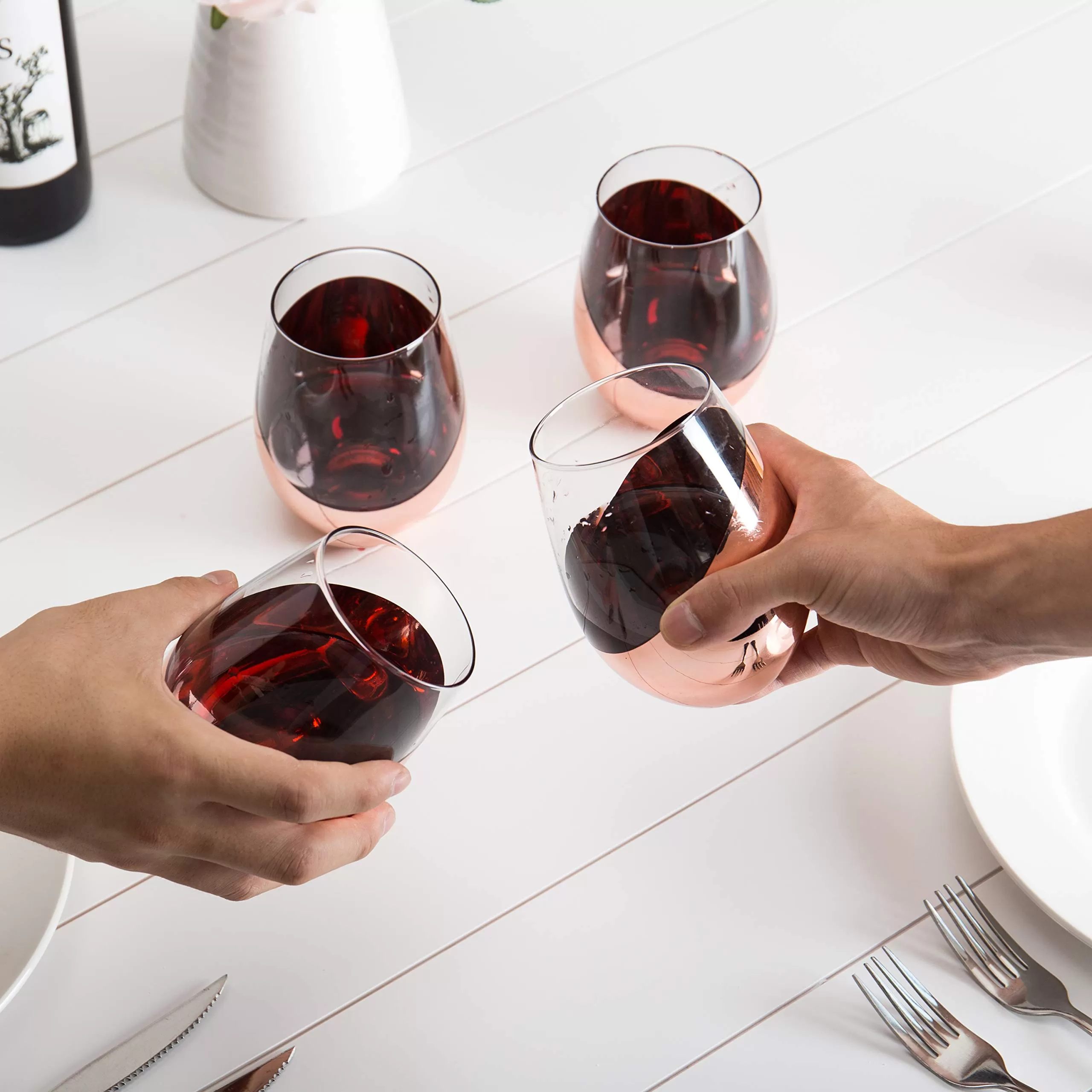 Juego de copa de vino sin tallo al por mayor