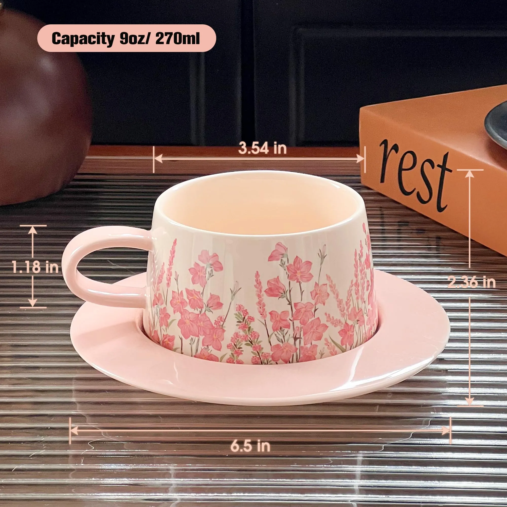 tazas de café de cerámica floral al por mayor