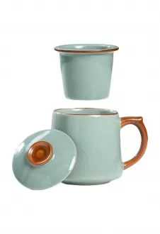 Tazas de infusor de té de cerámica, taza de té con infusor y tapa, con filtros y tapas, brillantes y coloridos para hacer té, café y otras bebidas, con una capacidad de aproximadamente 400 ml