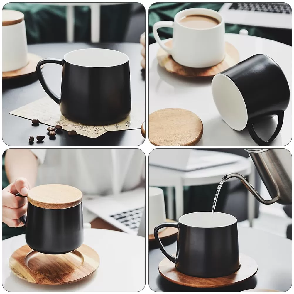 Taza de cerámica al por mayor con tapa de madera China