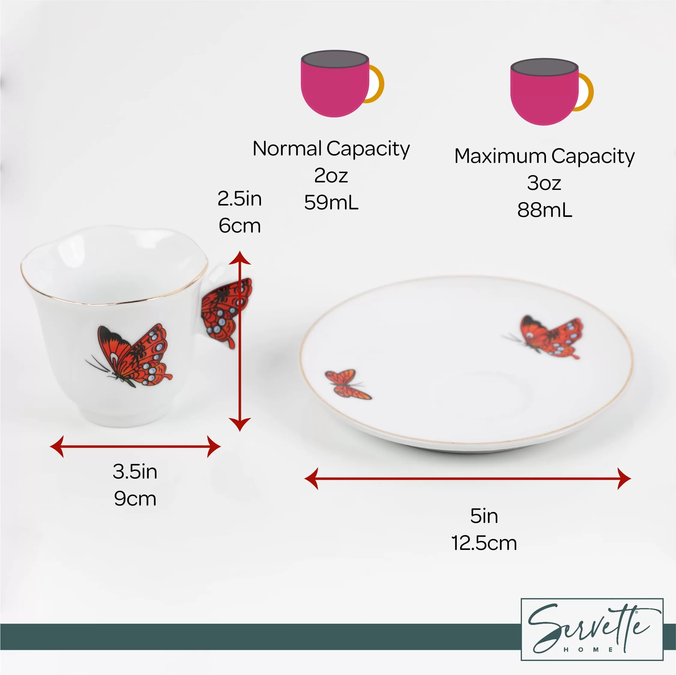 juego de té de cerámica de mariposa