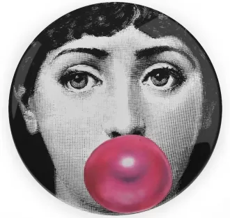 Plato decorativo de cerámica de arte moderno – Diseño de cara de 10.0 in, plato de cerámica hecho a mano para mesa o pared (chicle)