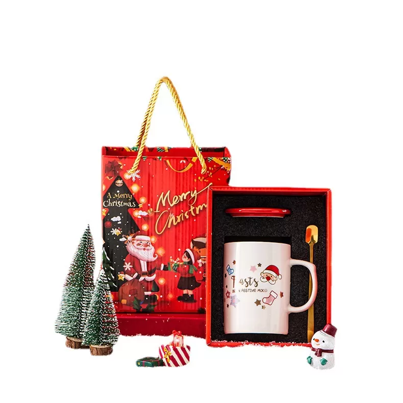Coffre-cadeau de tasse en céramique festive avec cuillère