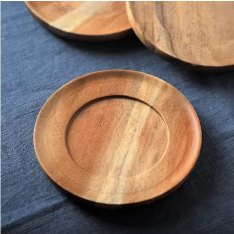 Tasse de café en céramique avec soucoupe en bois d'Acacia en gros en Chine