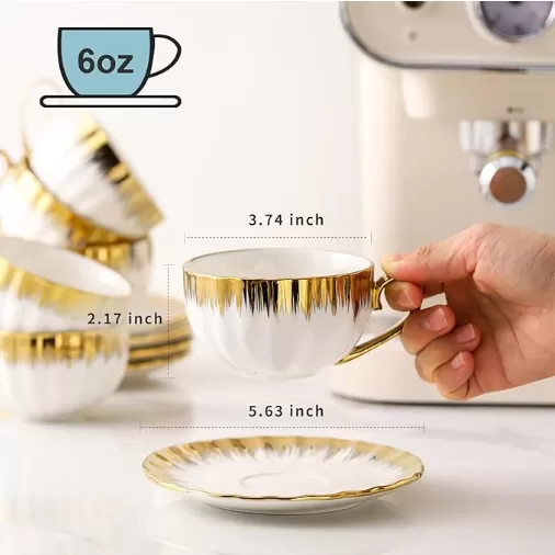 Tasse de café en céramique élégante avec garniture en or pour en gros
