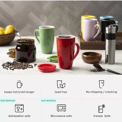 Ensemble de tasse à café en céramique avec couvercles en gros