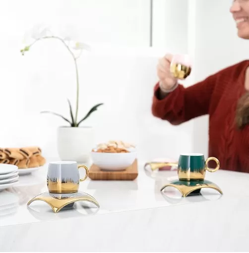 Tasse de thé en céramique en marbre de luxe avec soucoupe pour en gros