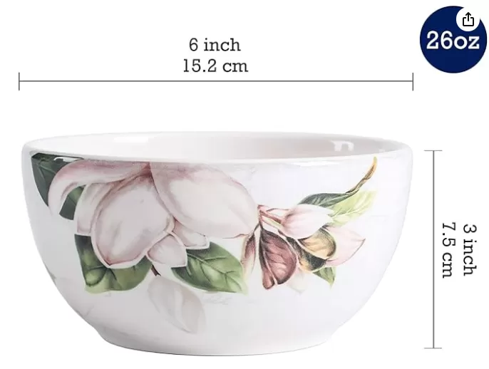Magnolia Floral en céramique bols