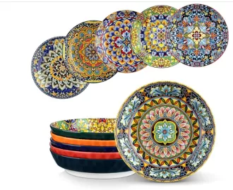 32 oz grandes assiettes de service en céramique colorées