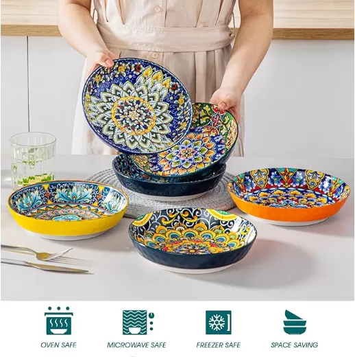 32 oz grandes assiettes de service en céramique colorée en gros
