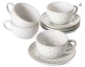 8 oz de grandes tasses de cappuccino avec soucoupes
