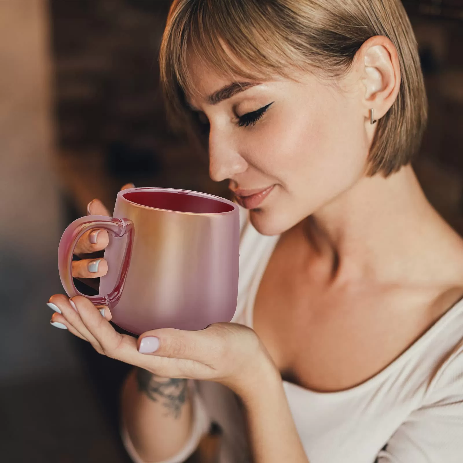 15 oz fabricant de tasse de café en céramique brillant en Chine
