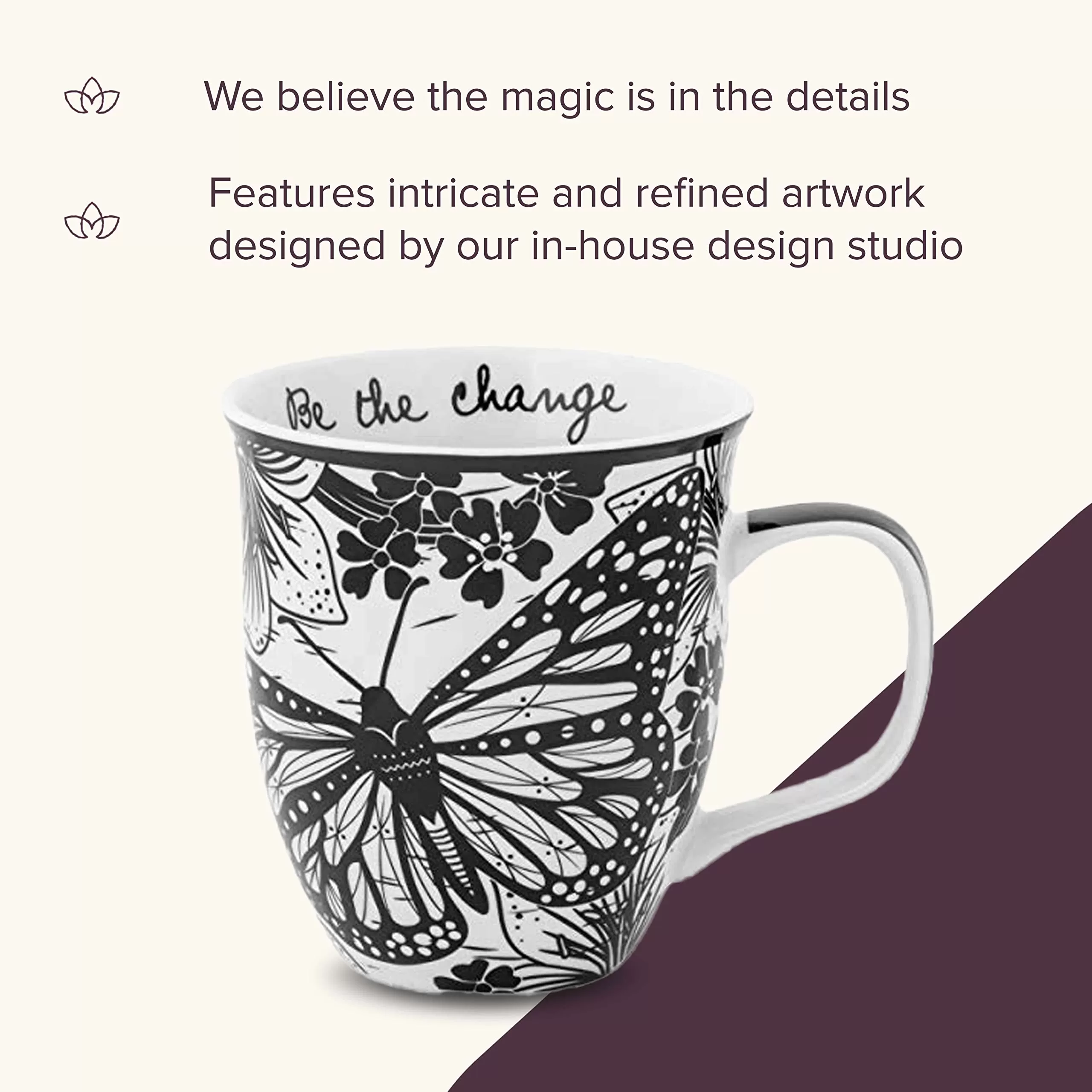 Noir et blanc Boho Ceramic Mug Butterfly Fournisseur