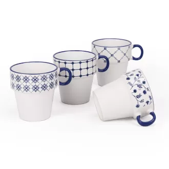 tasses de café bleu en céramique avec poignée