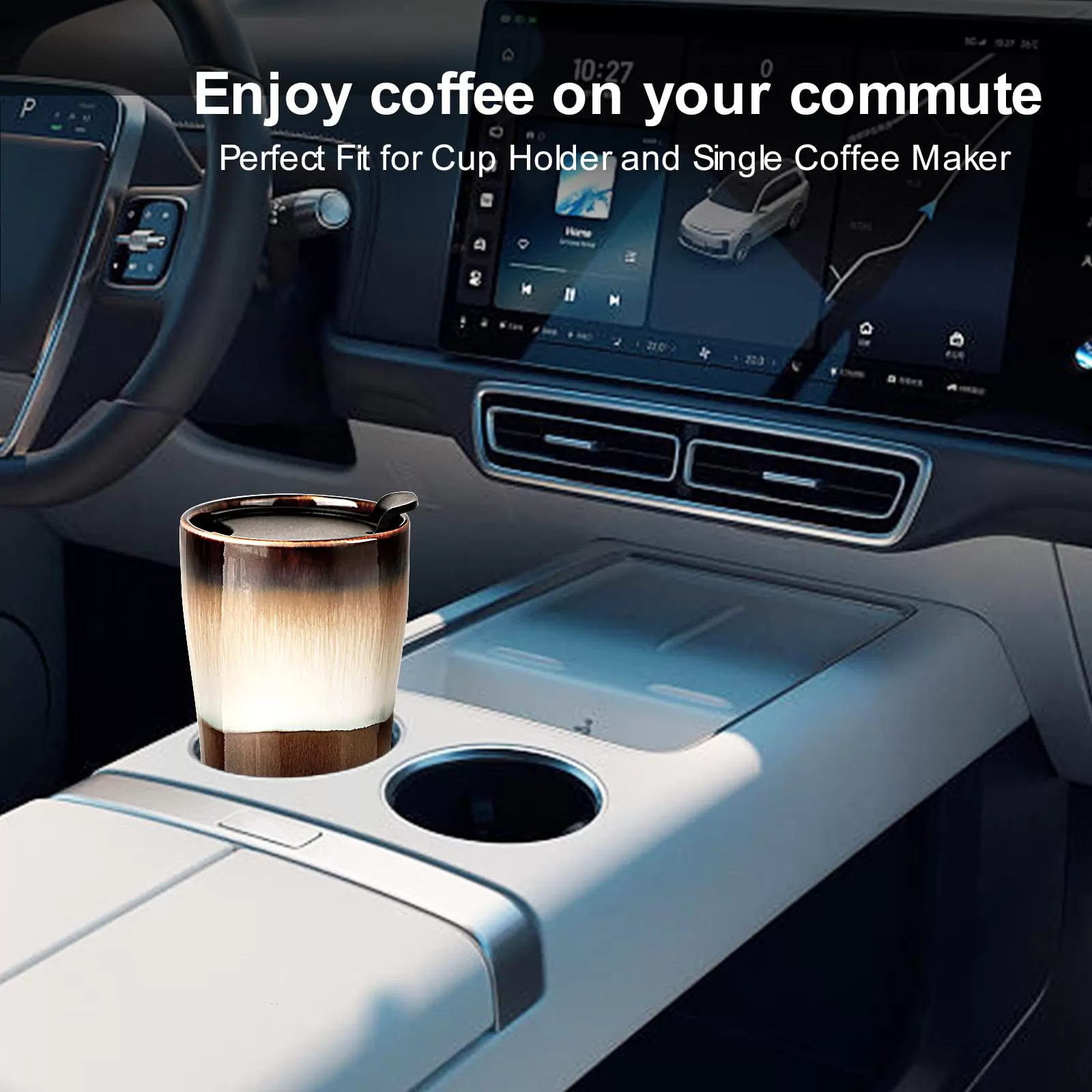 Double Wall Ceramic Travel Coffee Mug with Lid Factory in china