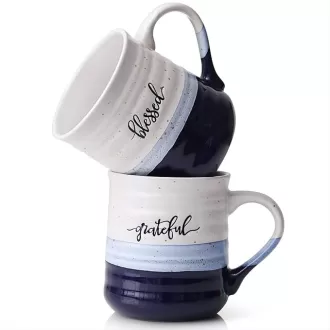 20 oz de grandes tasses à café en porcelaine avec un mot béni