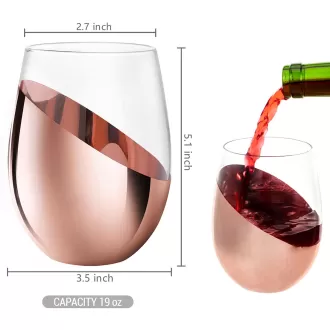 Ensemble de verre à vin sans tige de cuivre moderne, plères à vin rouge ensemble de 4
