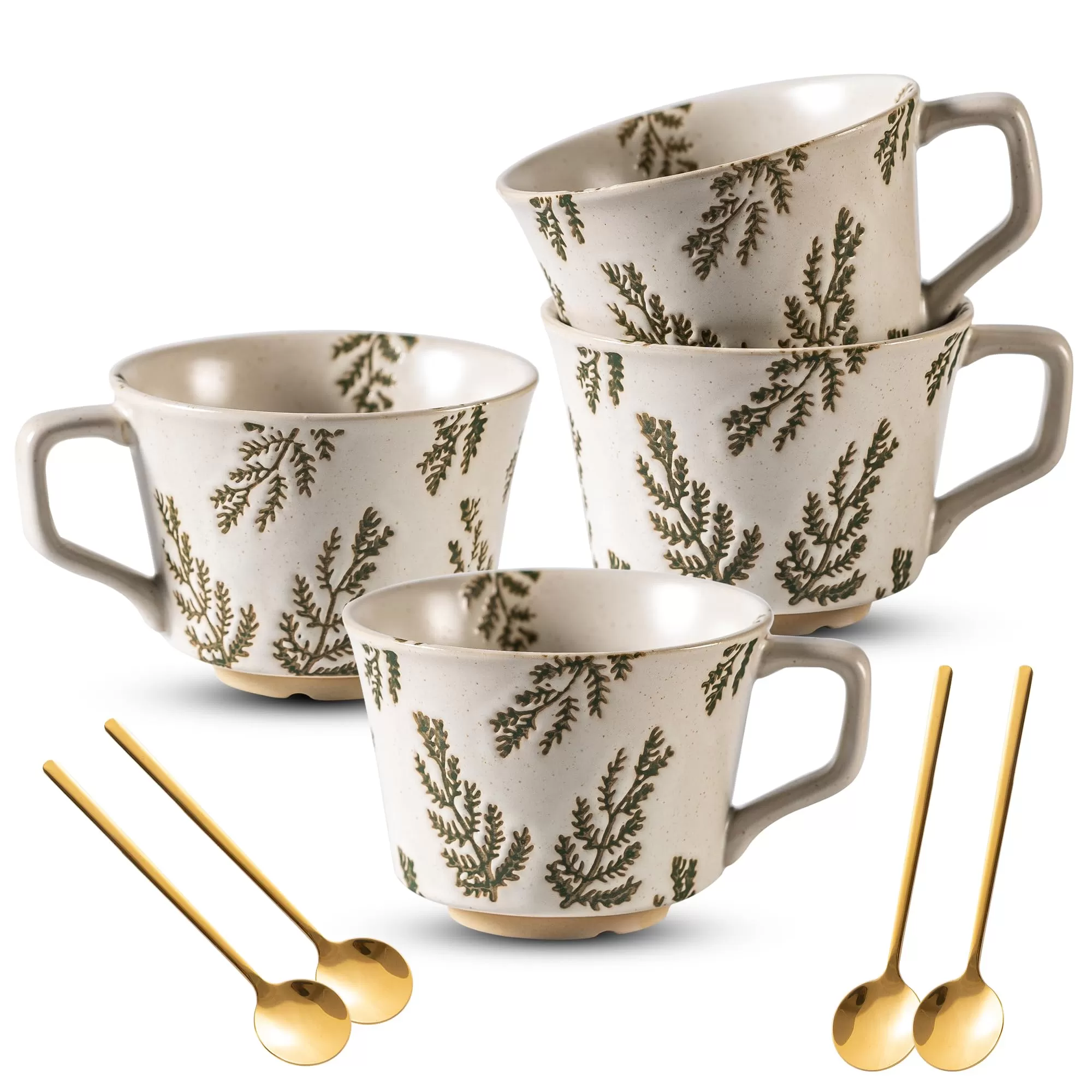 Tasses en céramique en gros avec une cuillère en or