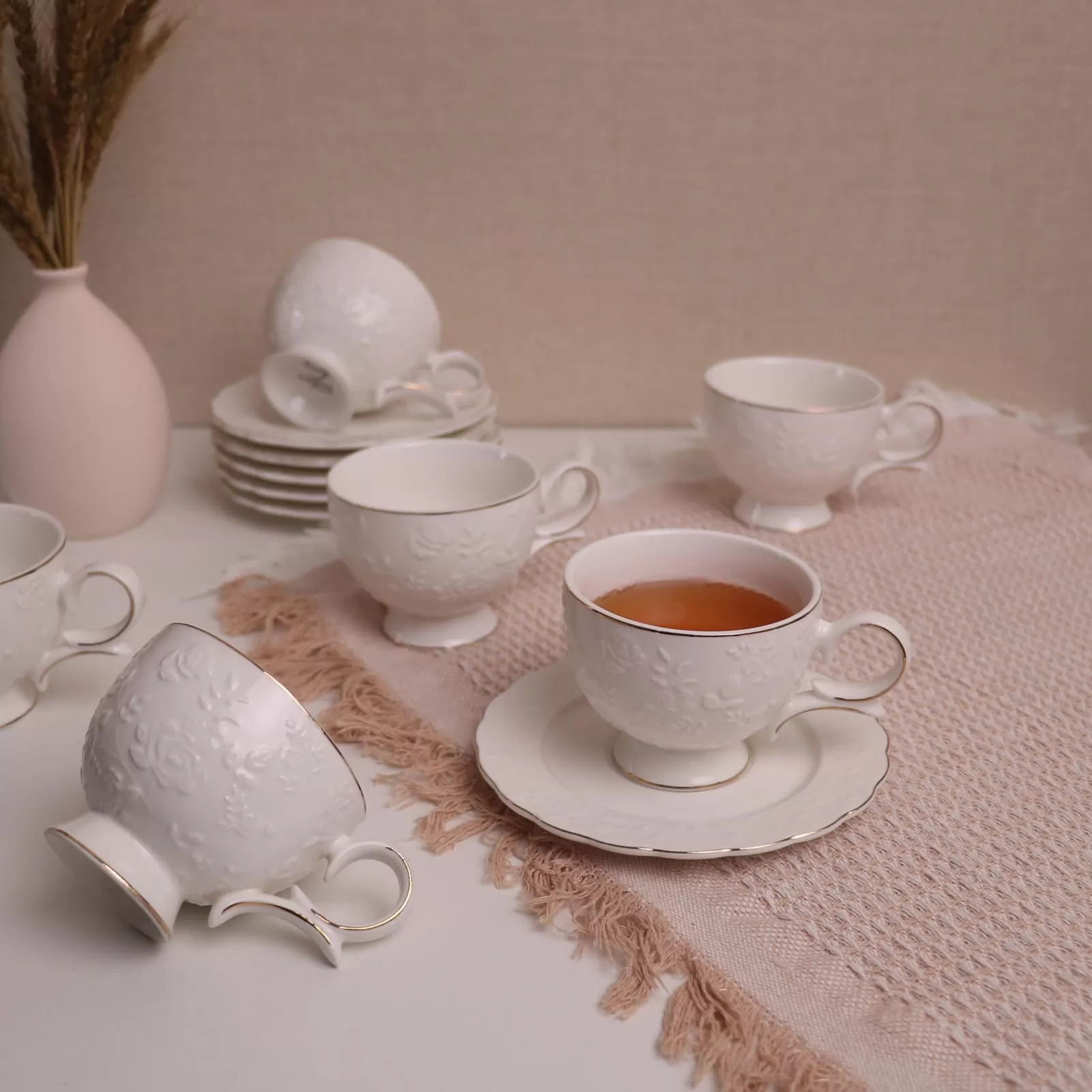  tasses à thé en porcelaine premium 