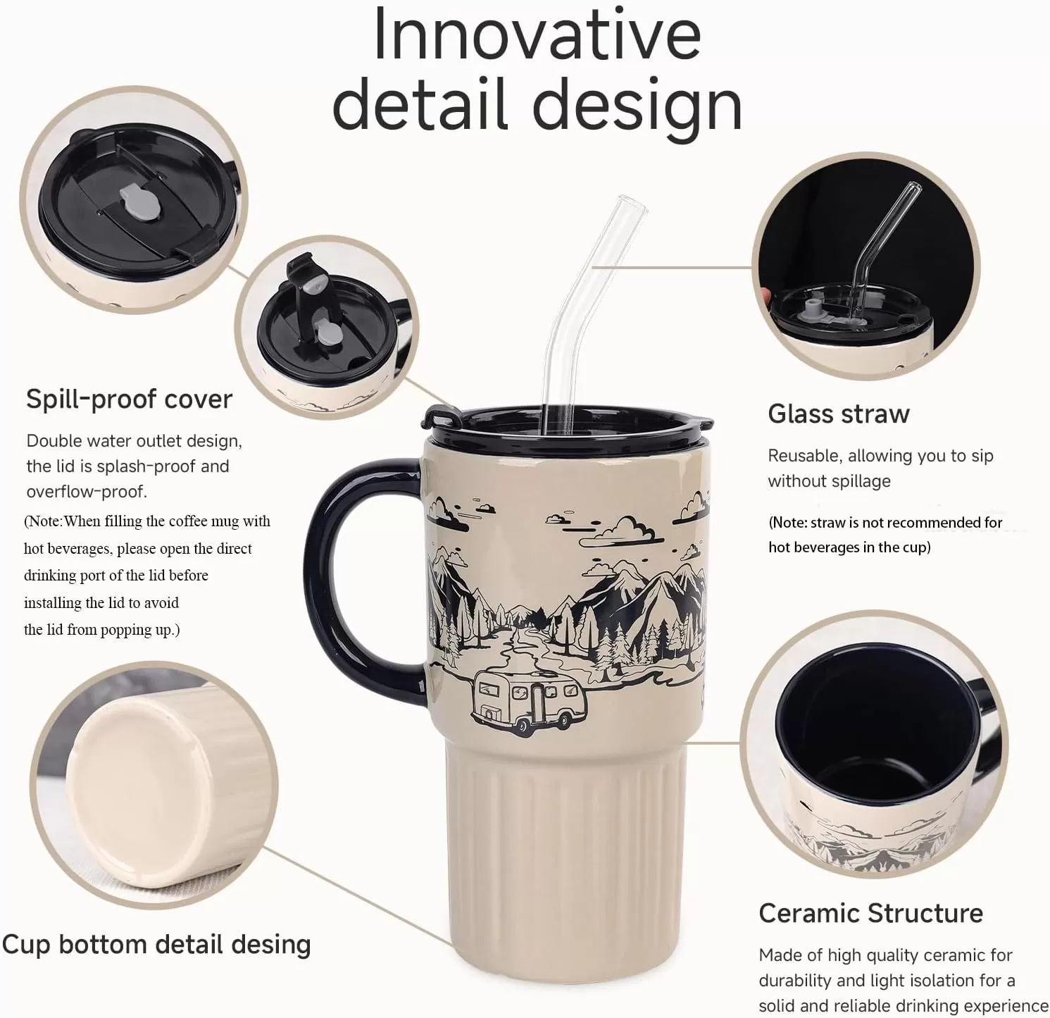Tasses de voyage en céramique en gros