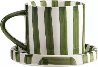 Tasse à café à point rayé et tasse de soucoupe