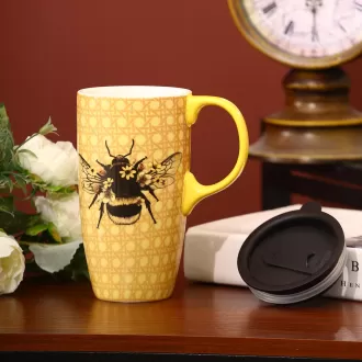 Tasse de thé à thé en porcelaine de café en porcelaine avec couvercle 17oz.