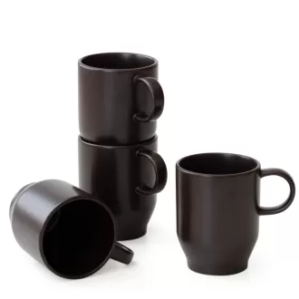 Tasse de grès réactive, 12 oz (tache d'encre brun)