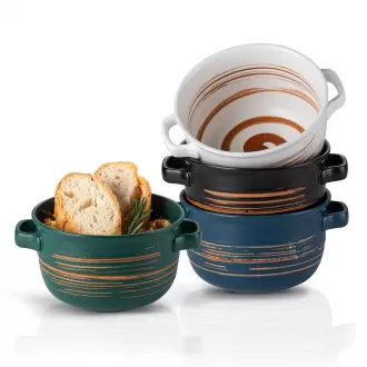 Bols de soupe à l'oignon français avec poignées, soupe en céramique servant des Crocks 32 onces